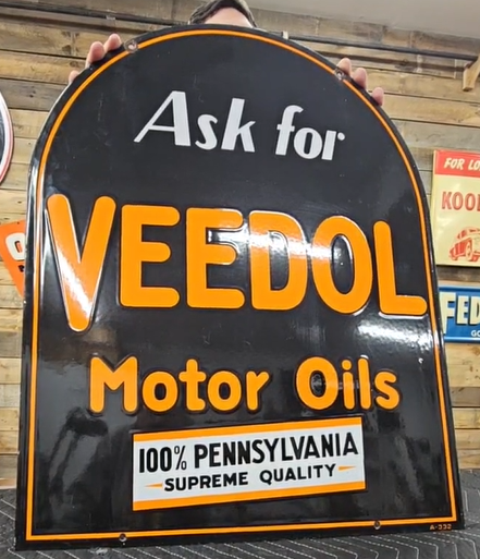 Ask For Veedol Motor Oil DSP Black Tombstone Sign