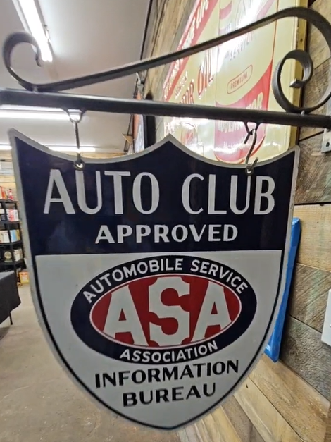 Auto Club Automobile Service Association Information Bureau DSP Hanging Sign