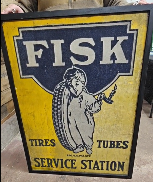 Fisk Tires Tubes Service Station DST Smaltz Paint Sign