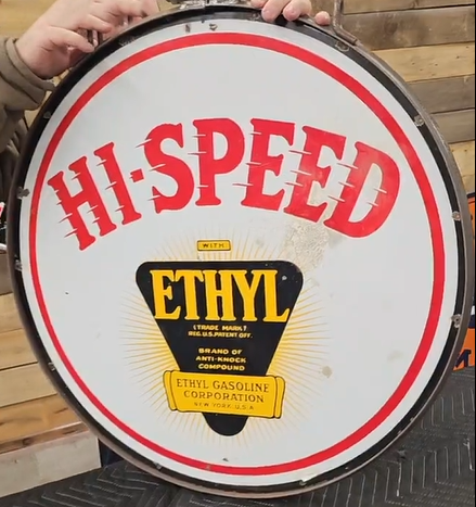 Hi-Speed Gasoline with Ethyl 30 Inch DSP Sign with Ring