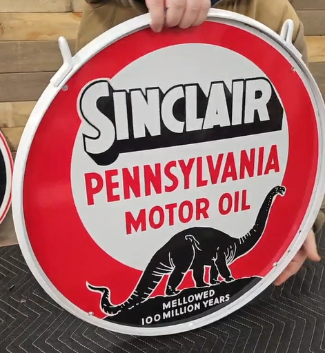 Sinclair Pennsylvania Motor Oil with Standing Dino DSP 24 Inch Sign