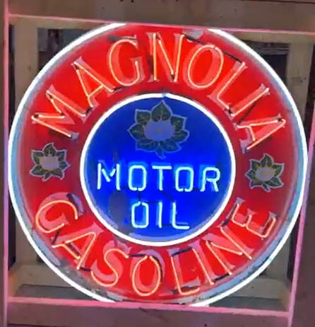 Magnolia Gasoline Triple Flower Motor Oil SSP Added Neon Sign