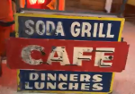 Soda Grill Cafe Dinners Lunches Two-Sided Painted Metal Neon Sign