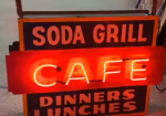 Soda Grill Cafe Dinners Lunches Two-Sided Painted Metal Neon Sign