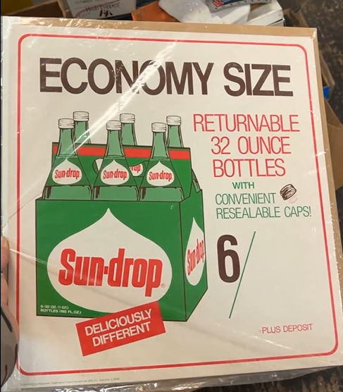 Sun-Drop Six-Pack Economy Size Cardboard Sign