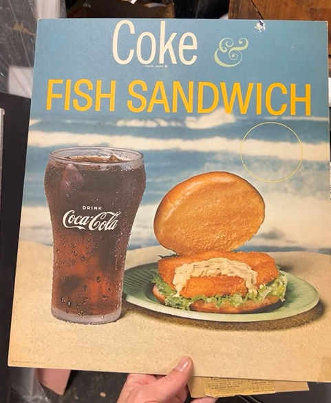 Coke Fish Sandwich Cardboard Easel-Back Sign