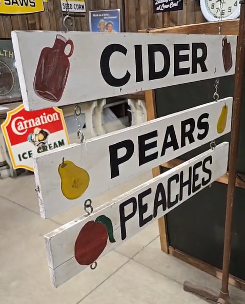 Cider Pears Peaches Wood Hanging Signs