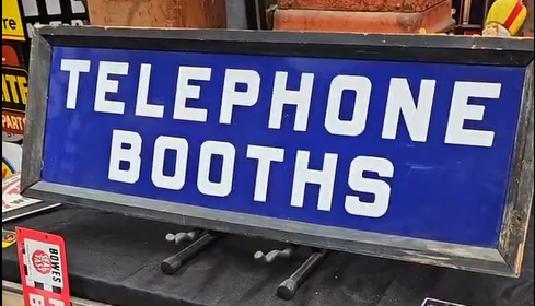Telephone Booths and Thank You DSP Wood Framed Hanging Sign