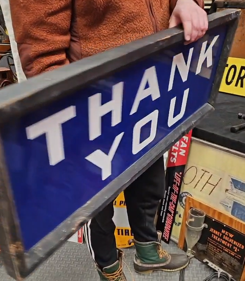 Telephone Booths and Thank You DSP Wood Framed Hanging Sign