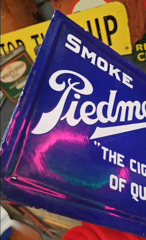 Smoke Piedmont Cigarettes DSP Cobalt Blue Tobacco Sign