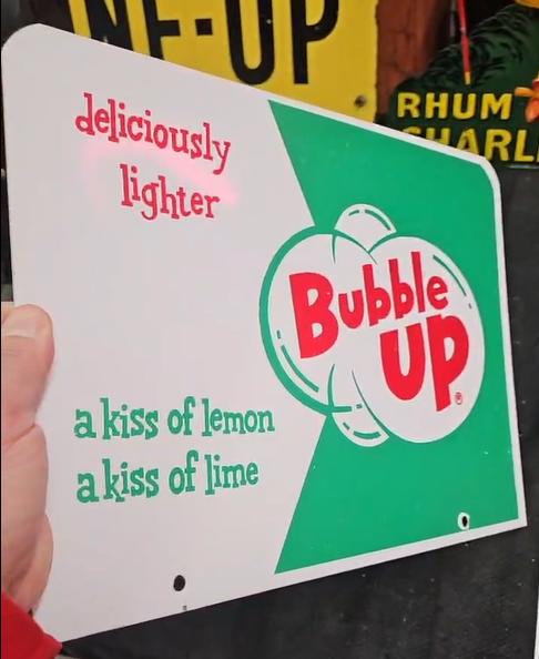 Bubble-Up Deliciously Lighter Lemon Lime Soda Pop SST Rack Topper Sign