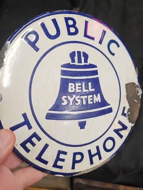 Bell System Public Telephone Convex SSP Round Sign
