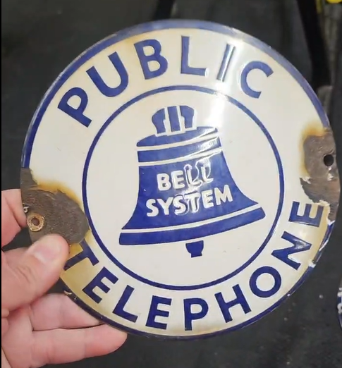Bell System Public Telephone Convex SSP Round Sign
