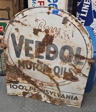 Veedol Motor Oils 100% Pennsylvania DSP Tombstone Sign