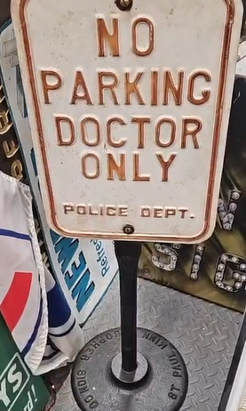 No Parking Doctor Only SST Embossed Sign on Stand