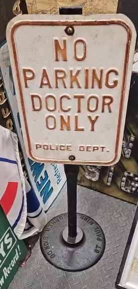 No Parking Doctor Only SST Embossed Sign on Stand