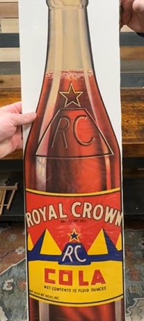 Royal Crown RC Cola Die Cut Cardboard Sign by Nehi