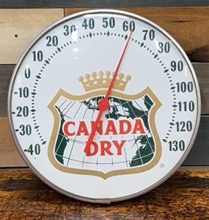 Canada Dry Glass Faced Dial Thermometer