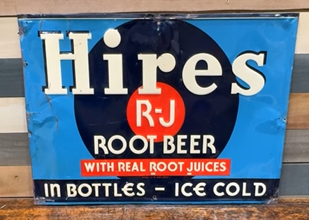 Hires R-J Root Beer in Bottles Ice Cold SST Embossed Sign