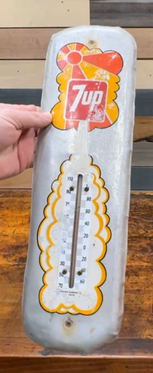 7Up Peter Max Style Aluminum Tube Thermometer
