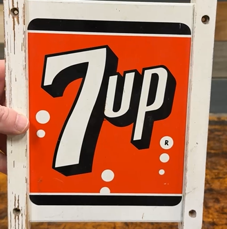 7Up Seven Bubble Masonite Sign