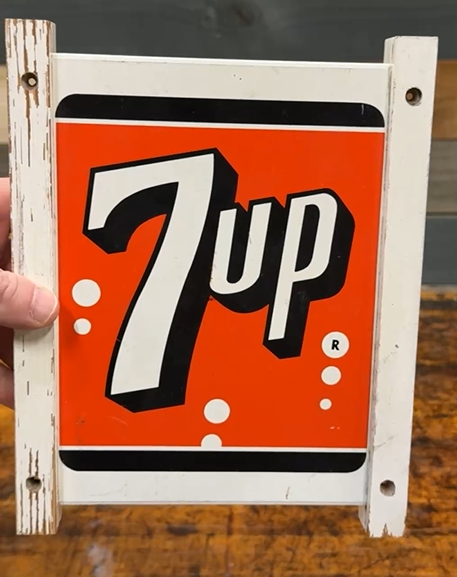 7Up Seven Bubble Masonite Sign