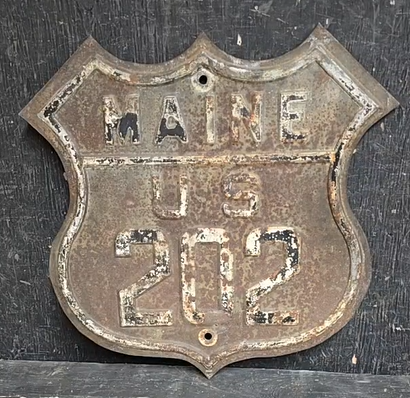 Maine US Highway 202 Shield Embossed Road Sign