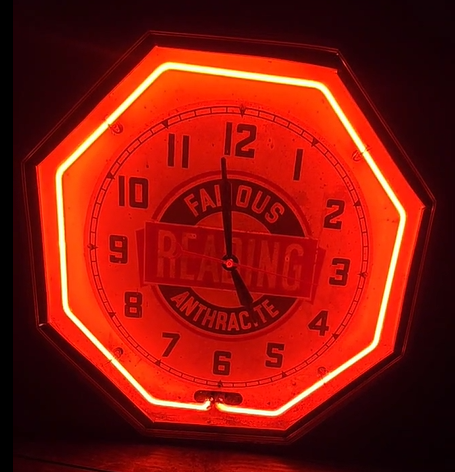 Famous Reading Anthracite Octagonal Neon Clock