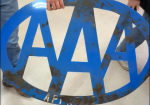 Pair of AAA American Automobile Association Approved Die Cut Plastic Signs