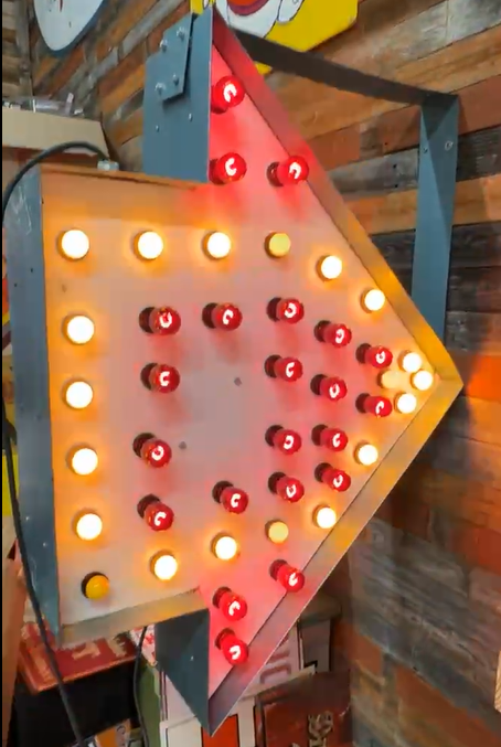 Flashing Arrow Double Sided Light Bulb Sign