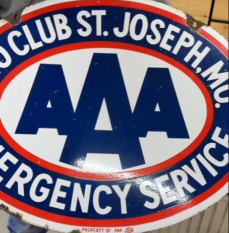 AAA Auto Club St. Joseph Missouri Emergency Service DSP Oval Sign