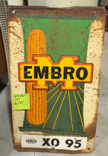 EMBRO Hybrid Seed Corn SST Embossed Sign