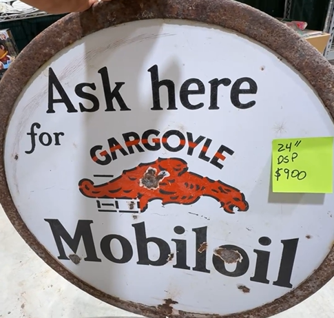 Mobiloil Gargoyle Gasoline Motor Oil DSP 24 Inch Sign