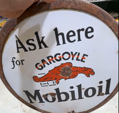 Mobiloil Gargoyle Gasoline Motor Oil DSP 24 Inch Sign