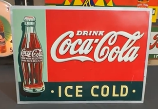 Drink Coca-Cola Ice Cold Christmas Bottle SST Embossed Sign