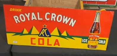 Royal Crown Cola Five Pyramid SST Embossed Sign