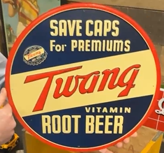 Twang Vitamin Root Beer SST 14 1/4 Inch Embossed Sign