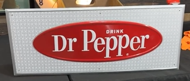 Drink Dr Pepper Oval on Rectangle SST Embossed Sign