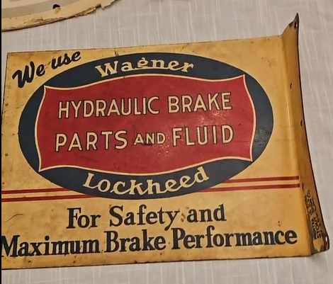 Wagner Hydraulic Brake Parts and Fluid Lockheed DST Flange Sign