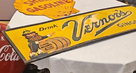 Vernor’s Ginger Ale Gnome Leaning on Barrel SST Horizontal Sign