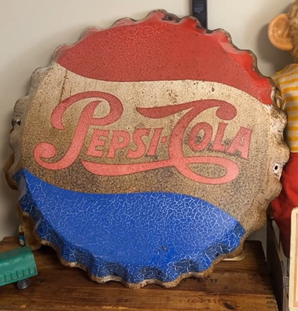 Pepsi-Cola Convex SST Bottle Cap Sign