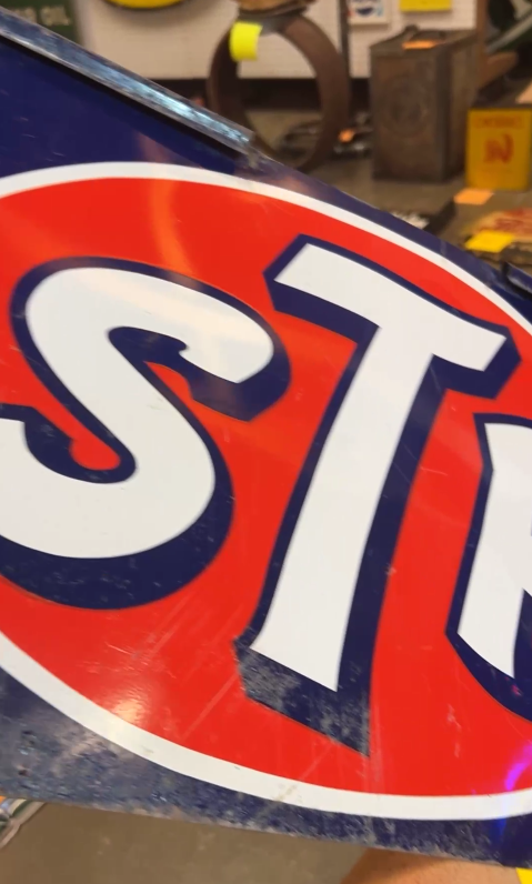 STP (Scientifically Treated Petroleum) Motor Oil DST Rack Topper Sign