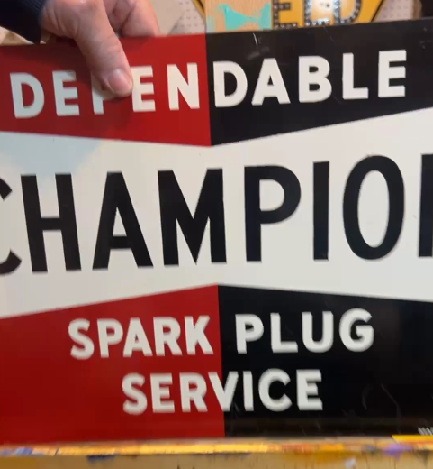 Dependable Champion Spark Plug Service DST Flange Sign