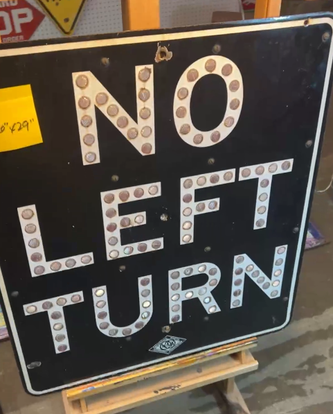 No Left Turn California State Automobile Association SSP with Reflective Eyes