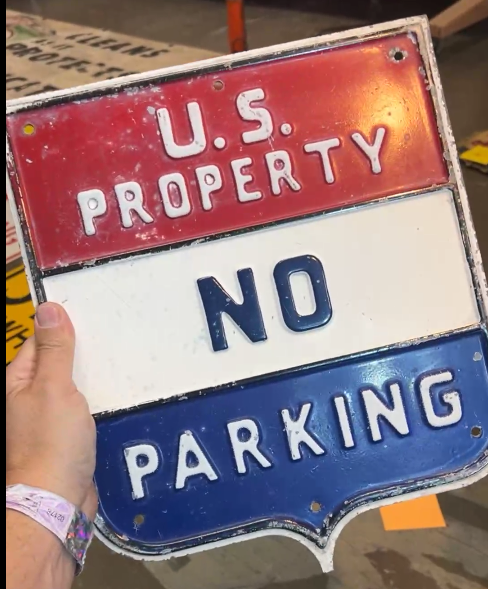 U.S. Property No Parking SST Embossed Shield Sign