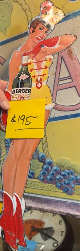 Anisade Berger French Aperitif Die Cut SST Majorette Sign