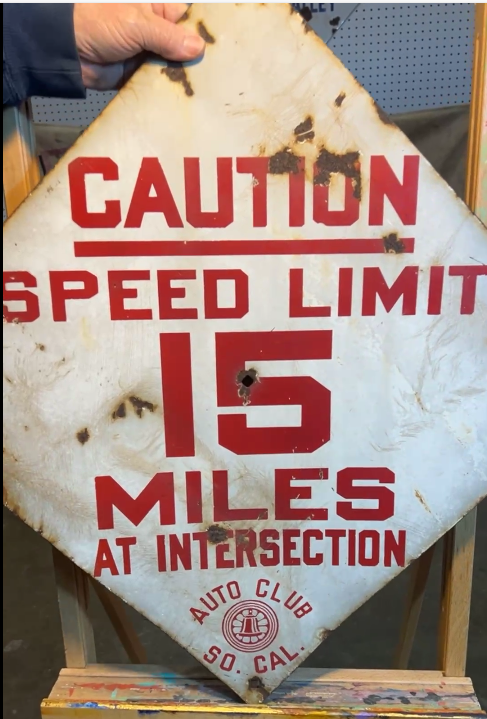 Caution Speed Limit 15 Miles Auto Club of Southern California SSP Sign