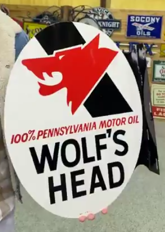 Wolf’s Head Motor Oil DST Flange Sign