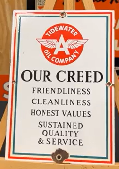 Tidewater Oil Company Flying A Creed SSP Sign