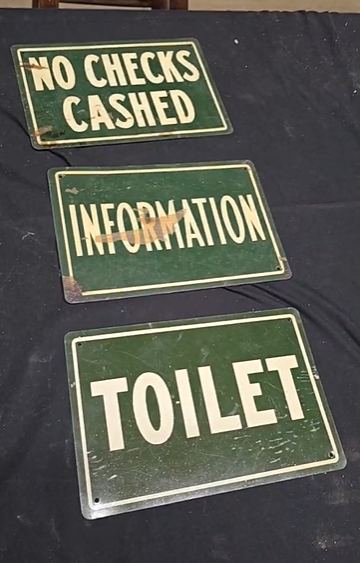 No Checks Cashed Information Toilet Three SST Signs